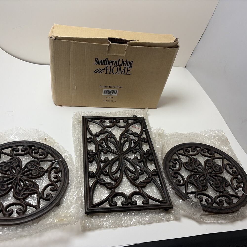 NEW Set Of 3 Cast Iron Trivets Southern Living at HOME Estate Trivet Trio set.